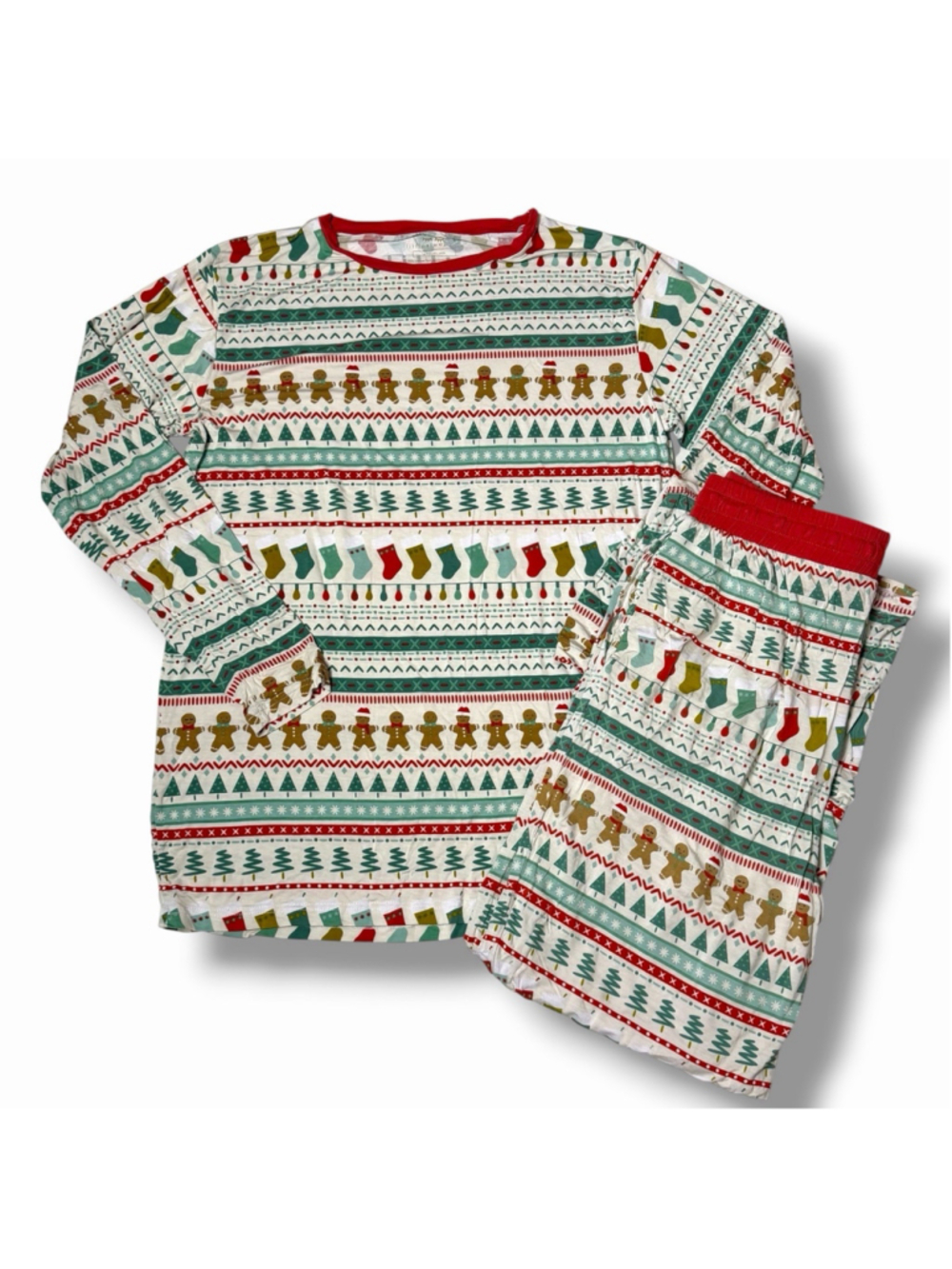 Little Sleepies Mens M Festive Fair Isle Pajama Set Long Sleeve Pants Bamboo
